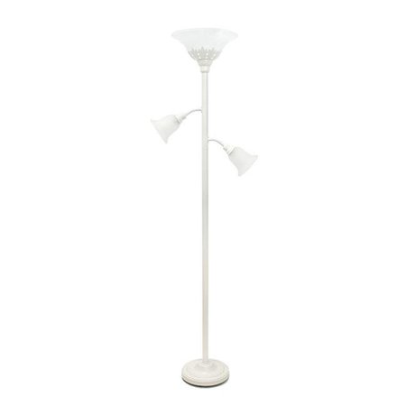 ELEGANT GARDEN DESIGN Elegant Designs LF2002-WHT 3 Light Floor Lamp with Scalloped Glass Shades; White LF2002-WHT